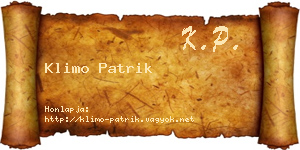 Klimo Patrik névjegykártya
